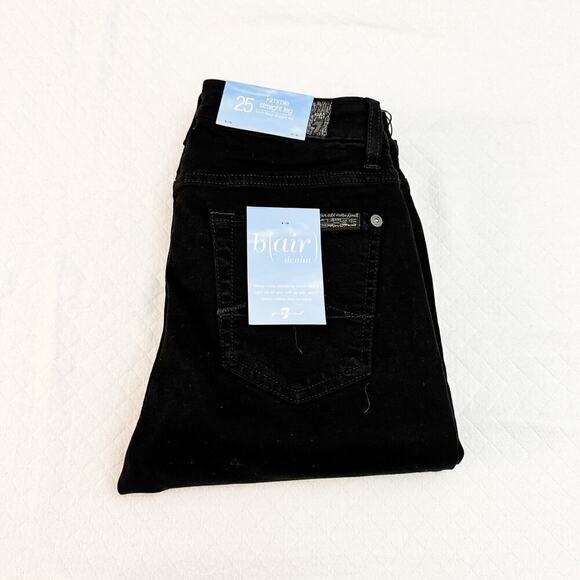 7 For All Mankind Kimmie Straight Black Denim Jeans NWT Size 25 - Picture 1 of 9